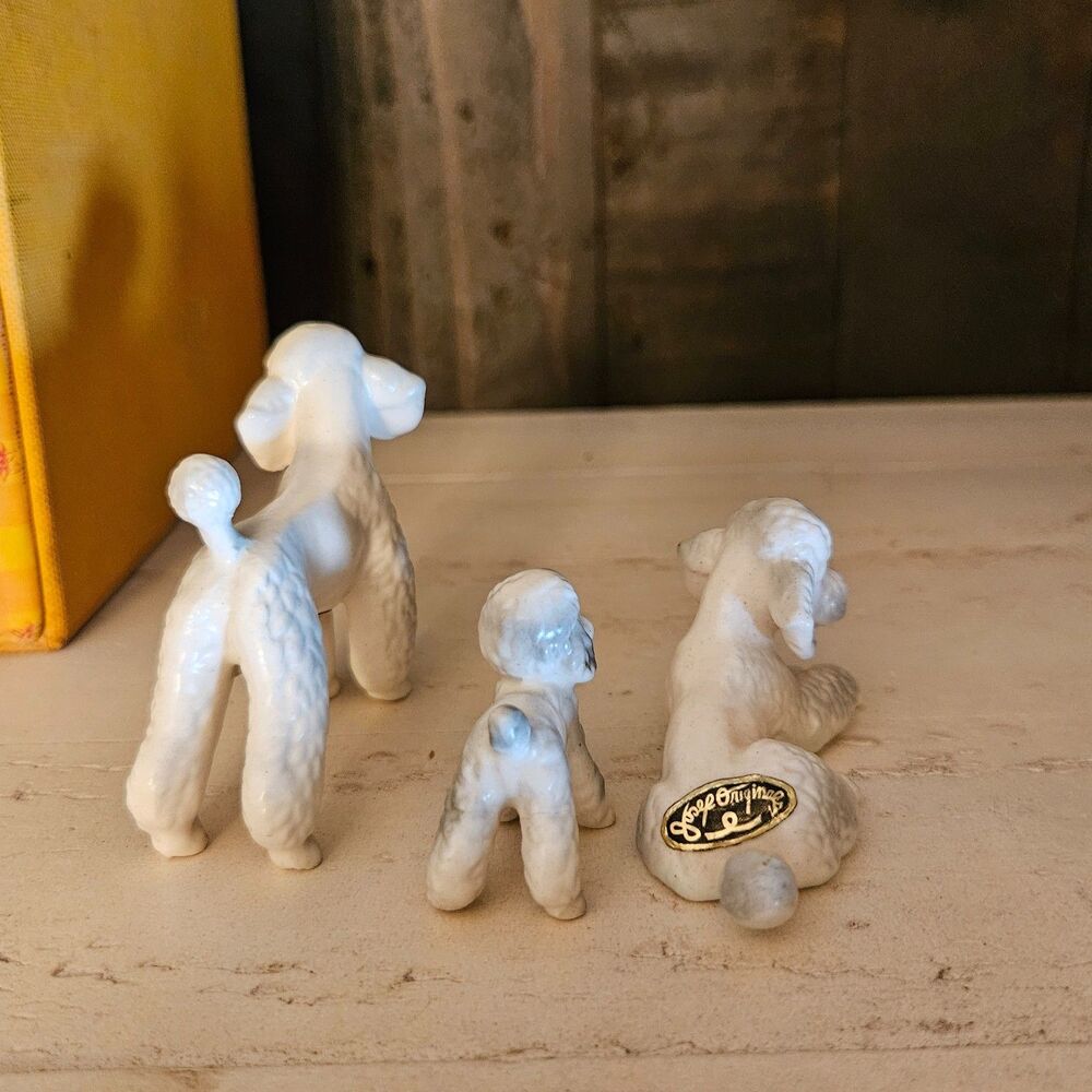 Josef Originals Standard Poodle Family 3 Dogs Vintage Japan Porcelain Figurines - Picture 3 of 9